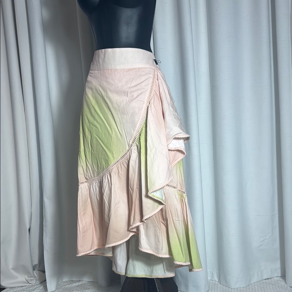 The Drop Women’s Abstract Print Ruffled Midi Skirt with Bobble Trim - Picture 6 of 11